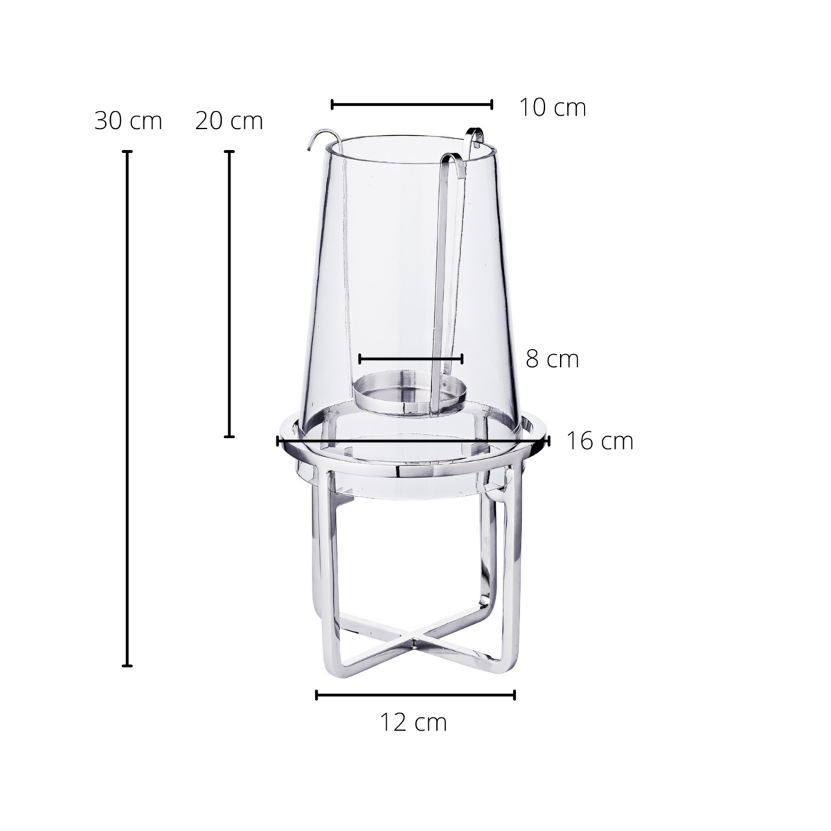 EDZARD Windlicht Moll, Edelstahl vernickelt, mit Glas, Höhe 30 cm, Durchmesser 15 cm