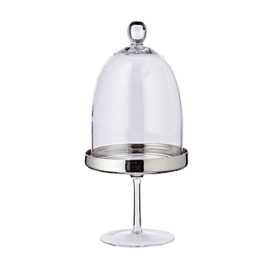 EDZARD Bonboniere Glasdose Candy Bar auf Fuß Leos, mundgeblasenes Kristallglas mit Platinrand, Höhe 20 cm