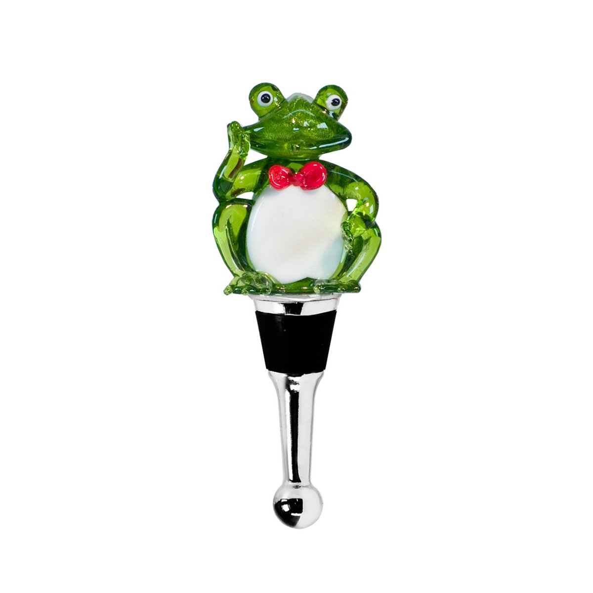 EDZARD Flaschenverschluss Frosch für Champagner, Wein und Sekt, Höhe 11 cm, Muranoglas-Art, Handarbeit