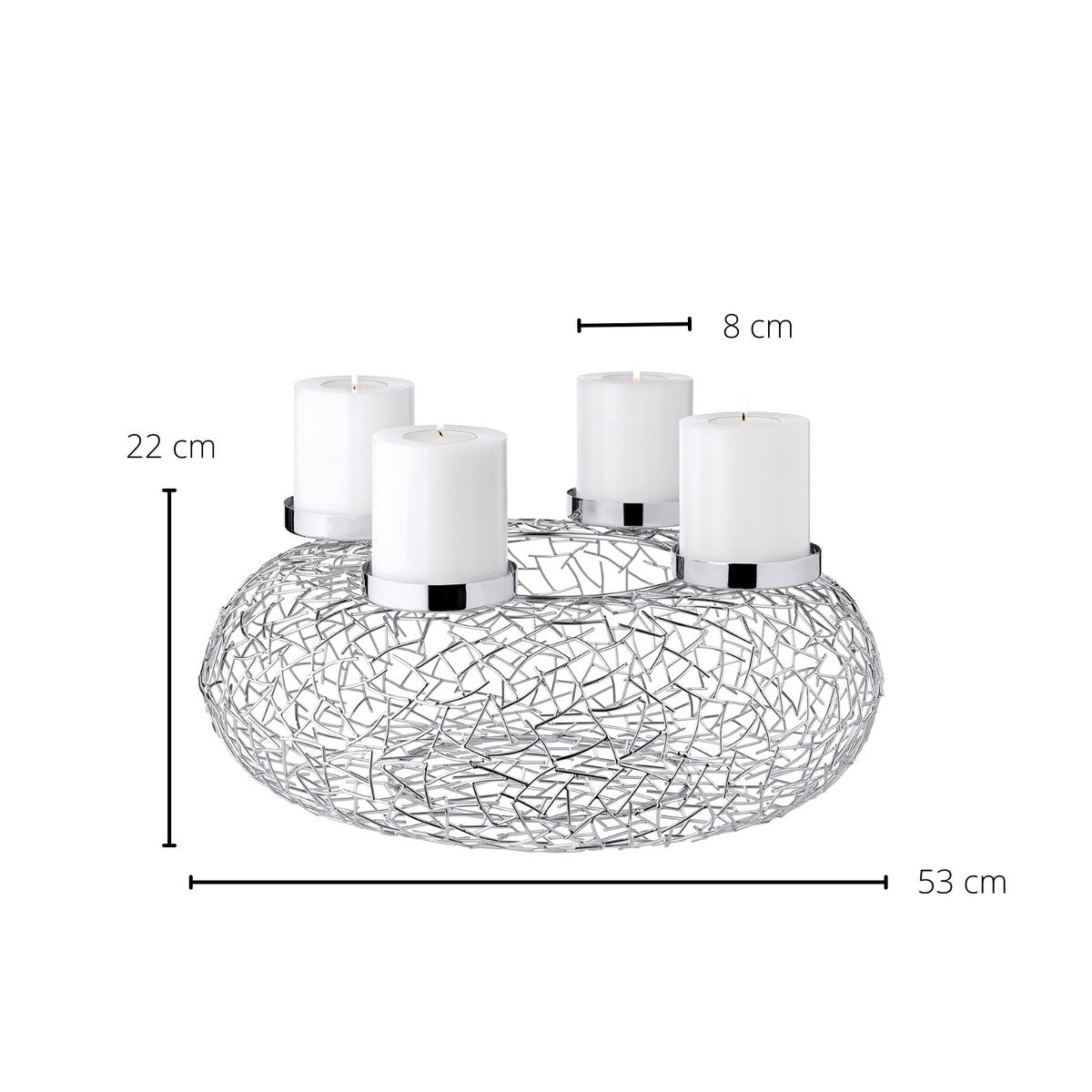 EDZARD Adventskranz Milano, Edelstahl glänzend vernickelt, Durchmesser 53 cm