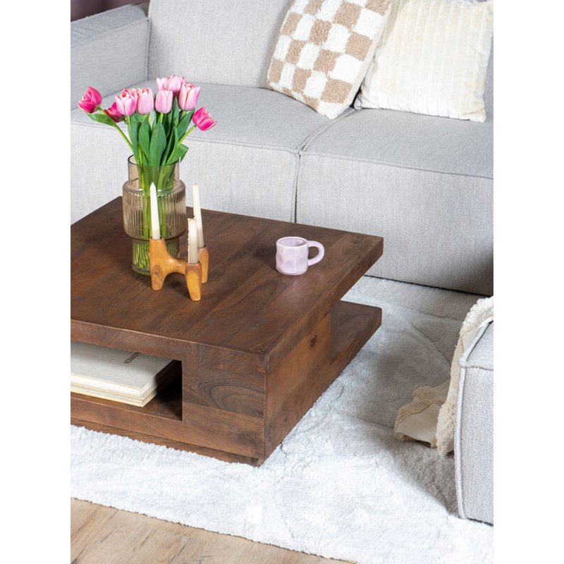 Couchtisch Bram – Espresso Mangoholz – 80 x 80 cm