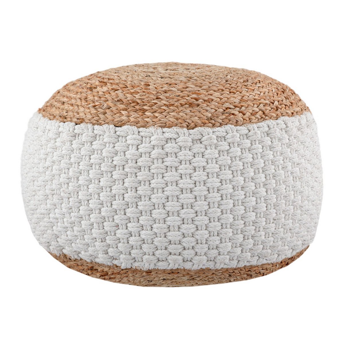 Sitzpouf Jute Sitzhocker rund 50x50 cm Deko Hocker Jute natur Sitzpouf Bodenkissen Fußhocker