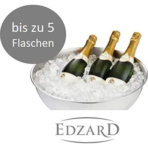 EDZARD Champagnerkühler Cara, Edelstahl hochglanzpoliert, gehämmert, Durchmesser 40 cm, Höhe 21 cm