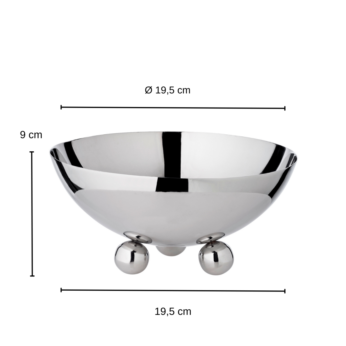 Schale Chicago (Höhe 9 cm, Ø 19,5 cm), hochglanzpoliert, Edelstahl