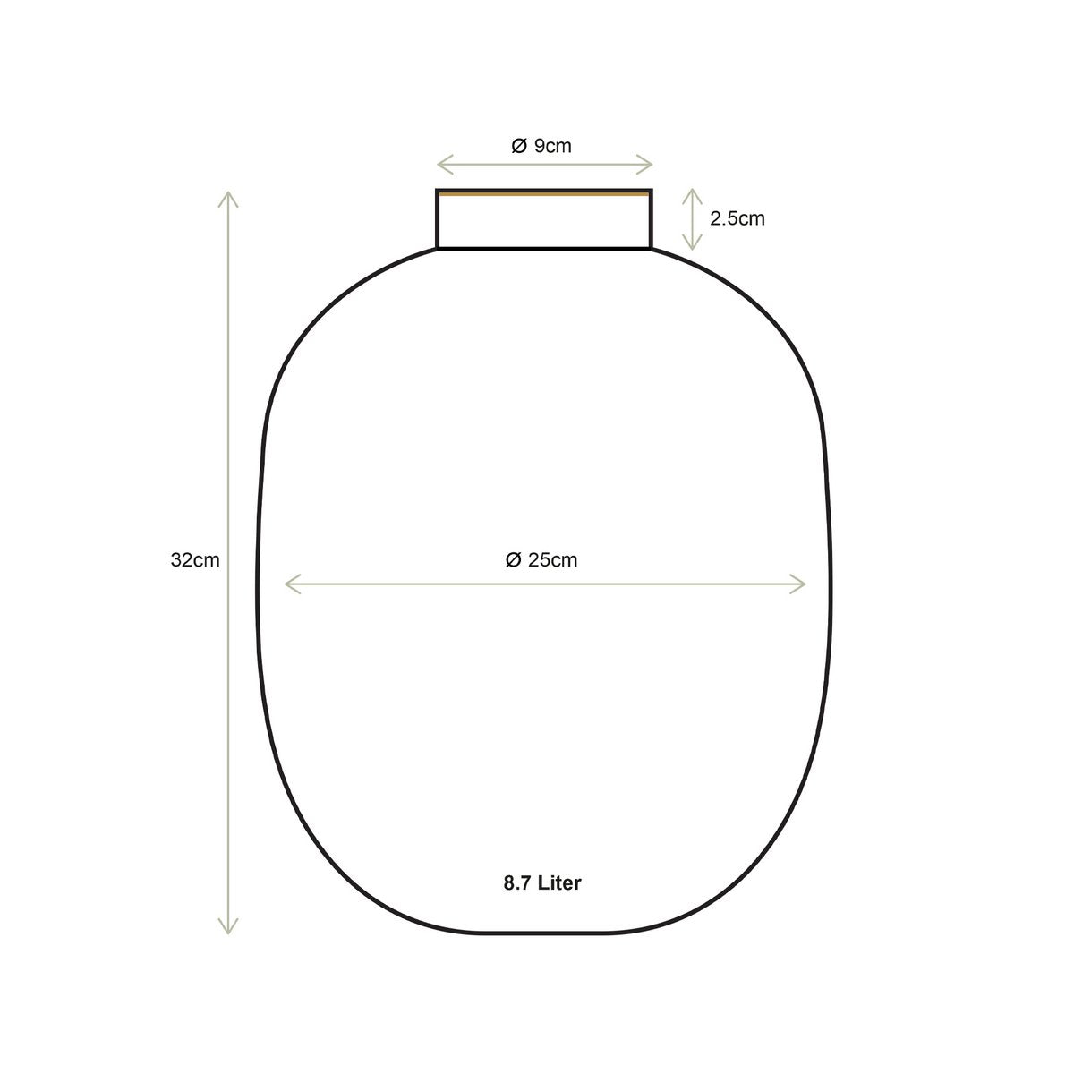 Vase Metall Grün 32cm