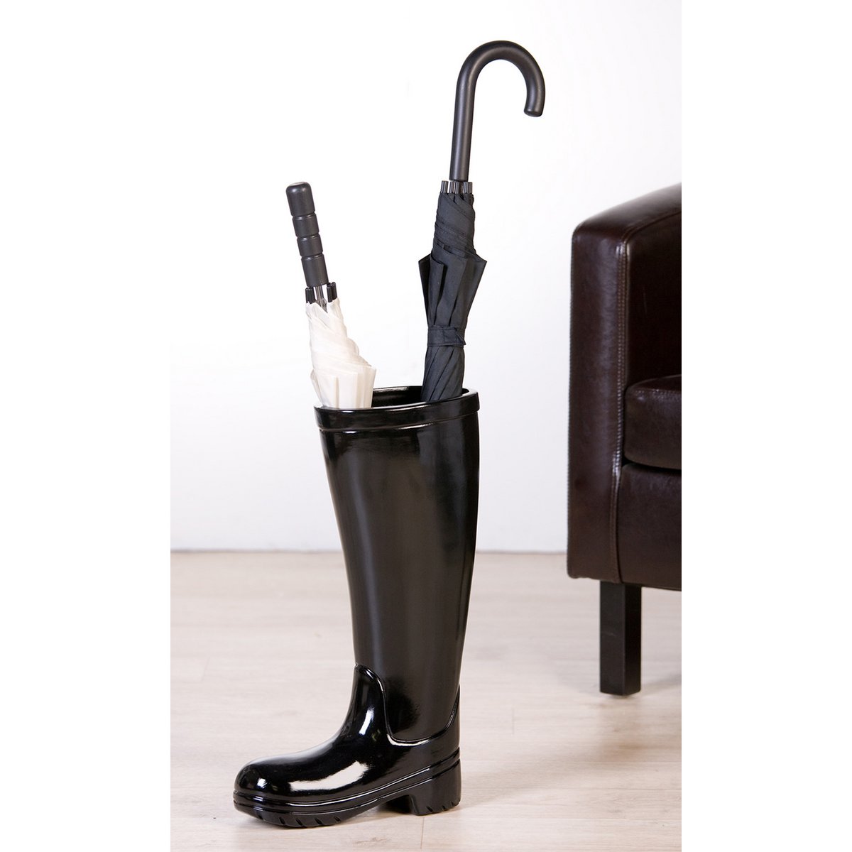 Keramik Schirmständer "Stiefel" schwarz H.45cm