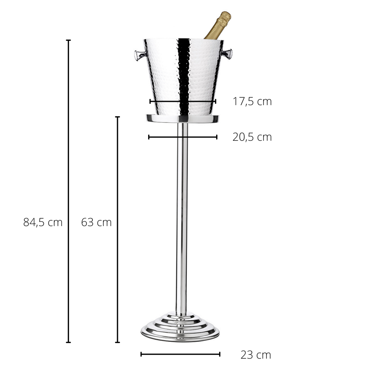 Sektkühler Capri mit Ständer in gold H 83cm