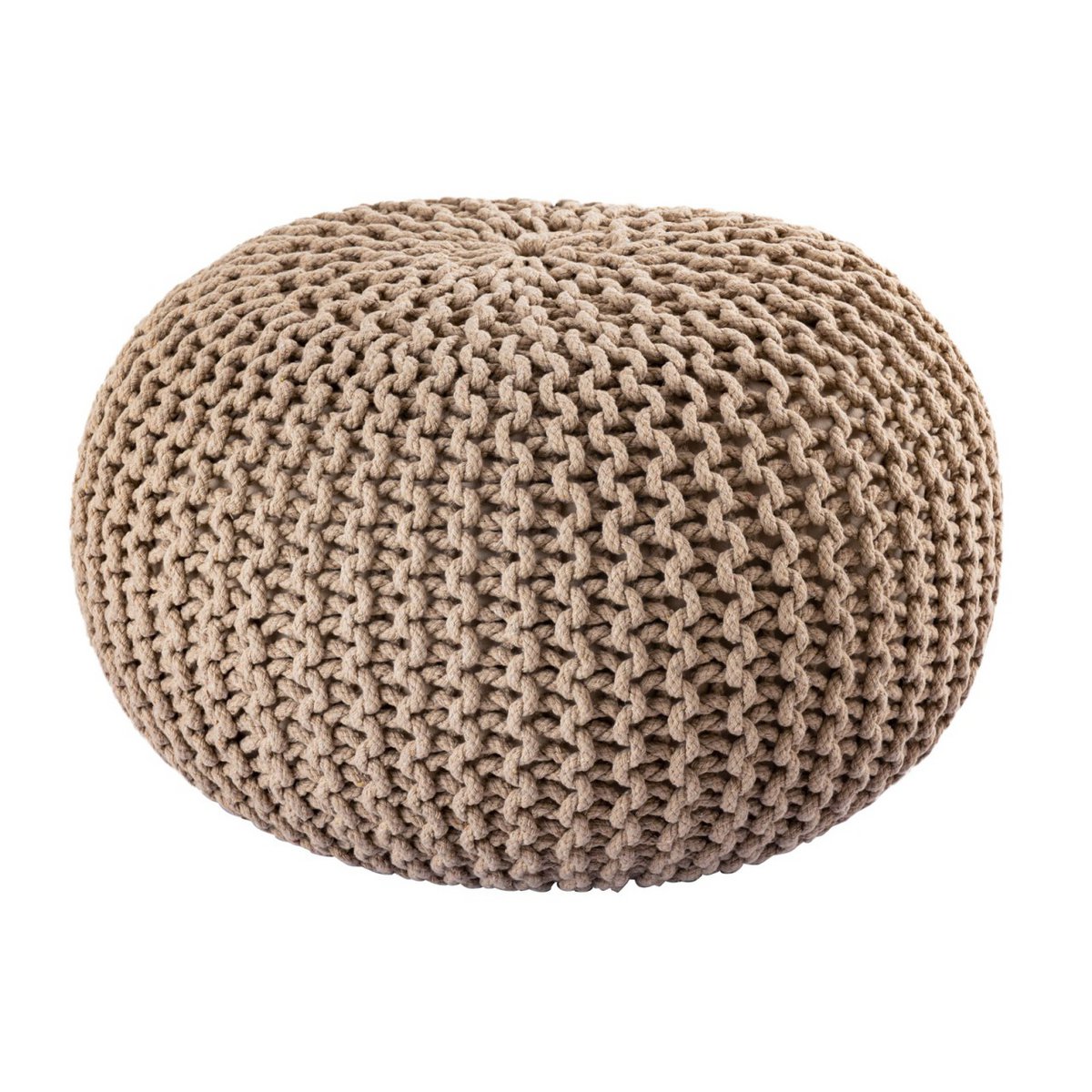 Pouf Ø 55 cm Strickhocker Sitzpouf Sitzpuff Bodenkissen Grobstrick-Optik extrahoch Höhe 37 cm