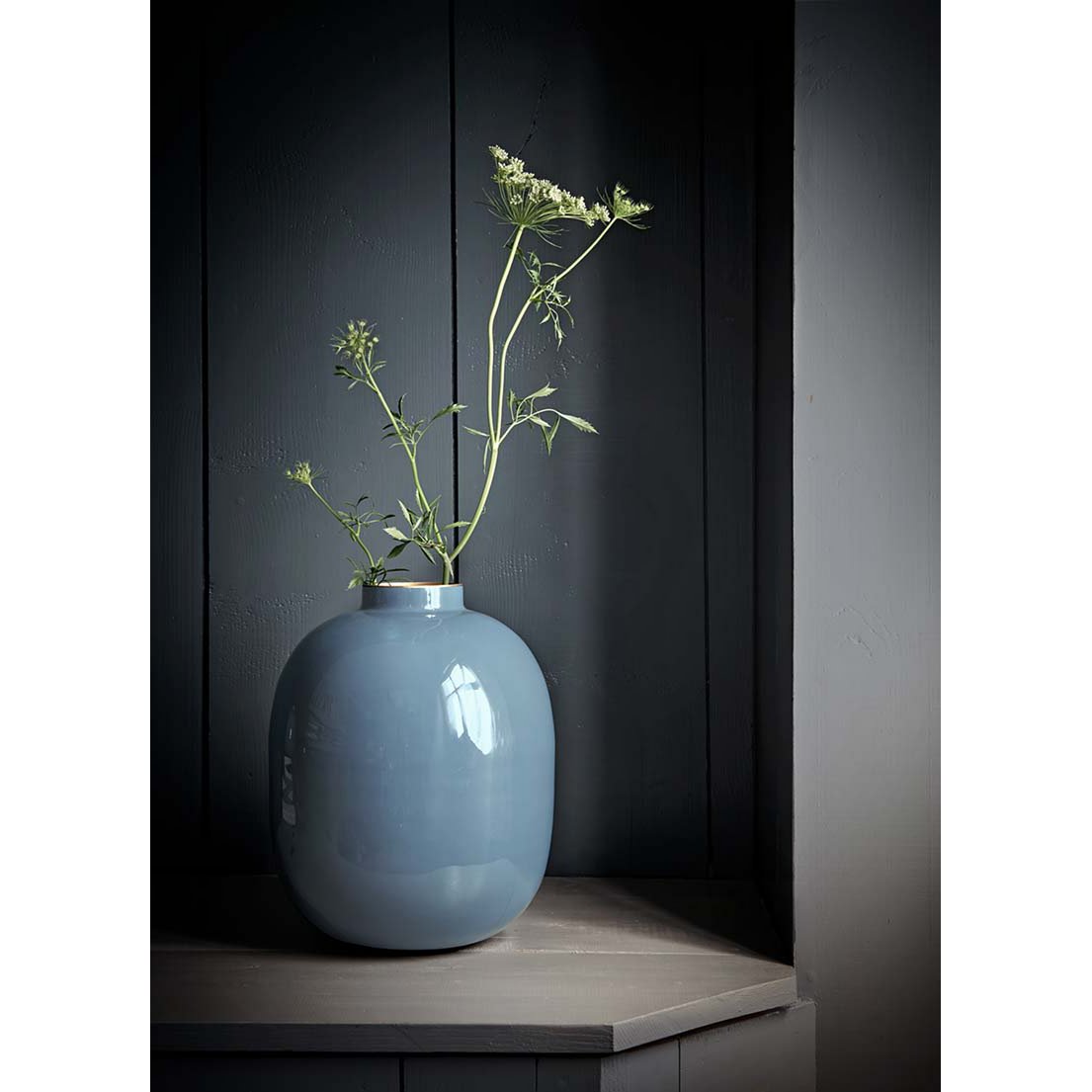 Vase Metall Blau 32cm