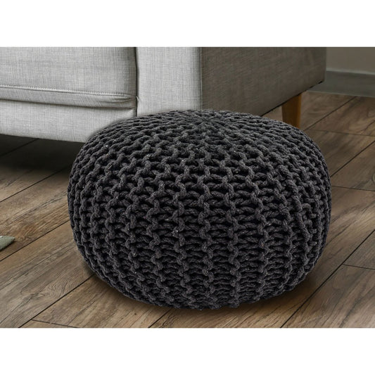 Pouf Ø 55 cm Strickhocker Sitzpouf Sitzpuff Bodenkissen Grobstrick-Optik extrahoch Höhe 37 cm