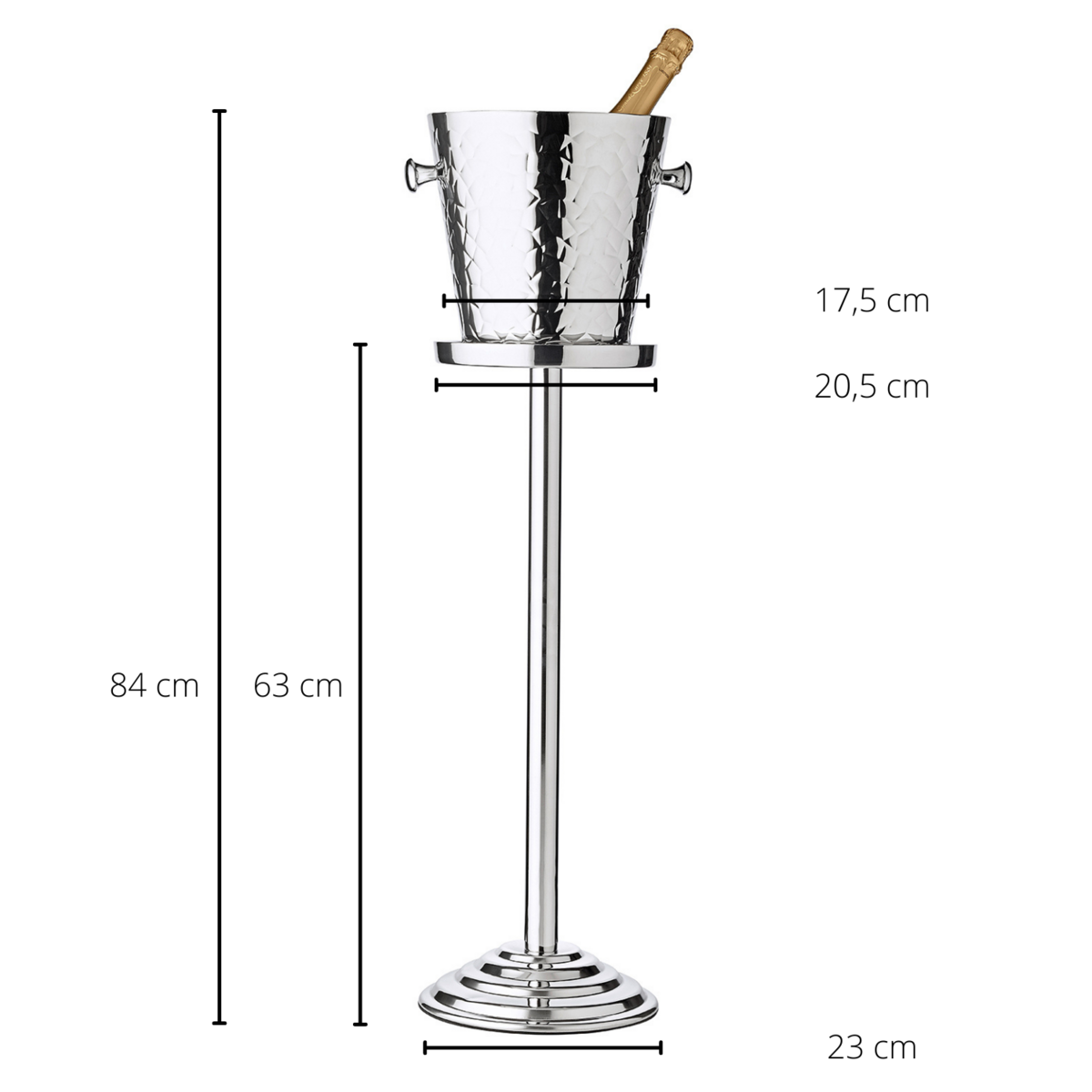 EDZARD Sektkühler Capri mit Ständer, Edelstahl hochglanzpoliert, außen gemustert, H 85 cm, Kühler H 23 cm