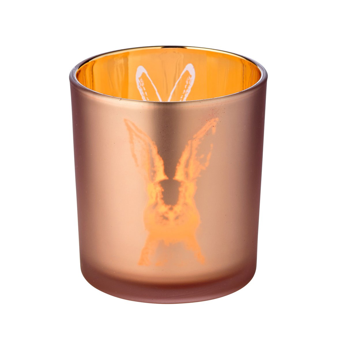 2er-Set Windlicht Teelichtglas Hase, grün / rosa, Hasen-Design, Höhe 8 cm, ø 7 cm