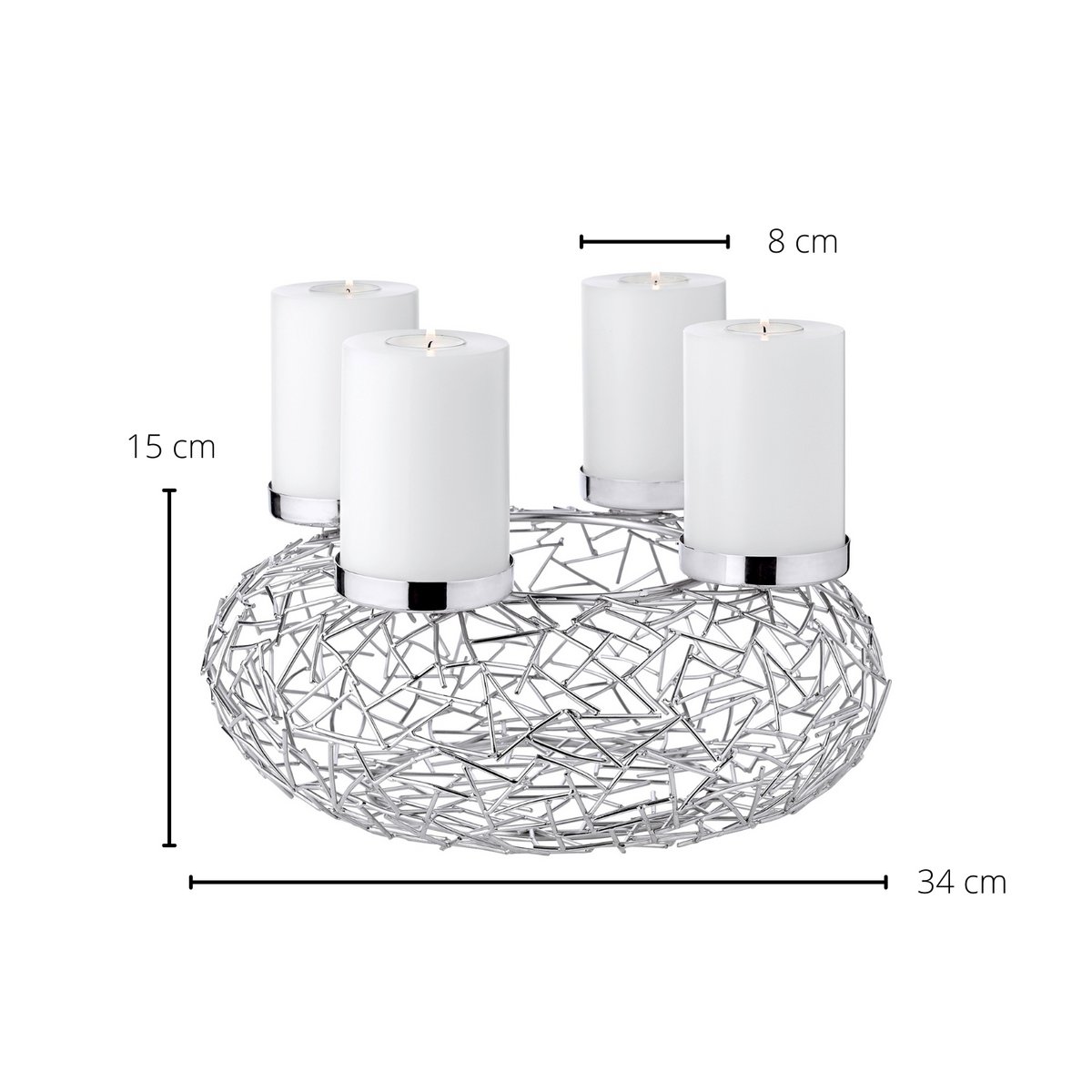 EDZARD Adventskranz Milano, Edelstahl glänzend vernickelt, Durchmesser 34 cm