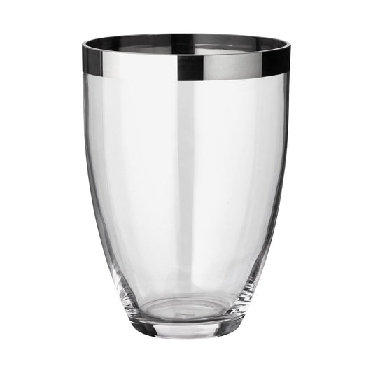 EDZARD Vase Charlotte, mundgeblasenes Kristallglas mit Platinrand, Höhe 24 cm, Durchmesser 19 cm