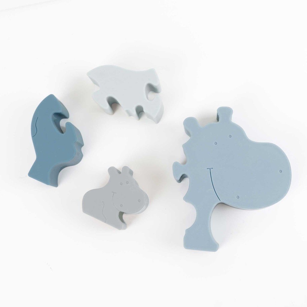 Alfie Silikonpuzzle Nilpferd Blau