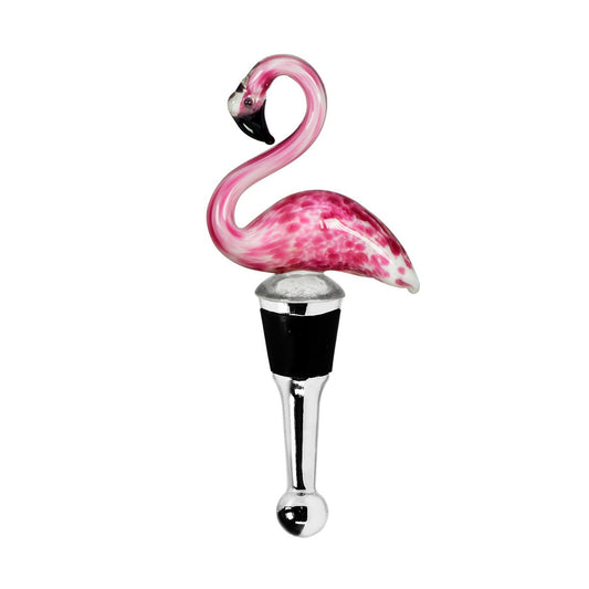 EDZARD Flaschenverschluss Flamingo für Champagner, Wein und Sekt, Höhe 13 cm, Muranoglas-Art, Handarbe