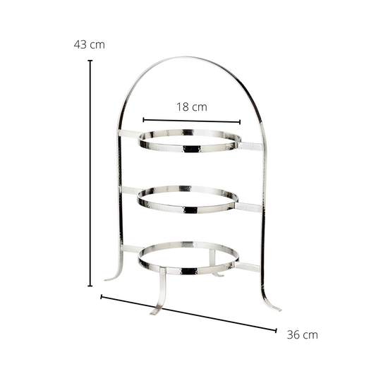 Telleretagere Sina (Höhe 42 cm) gehämmert, schwerversilbert, für 3 Teller Ø 20 bis 28 cm