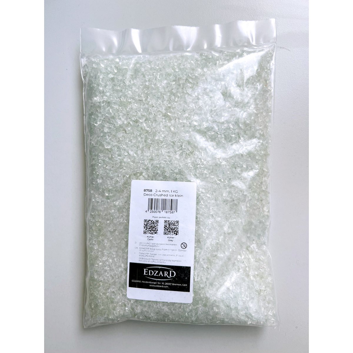 Dekogranulat Glassteine (2-4 mm), 1kg, transparent, wasserfest, staubfrei