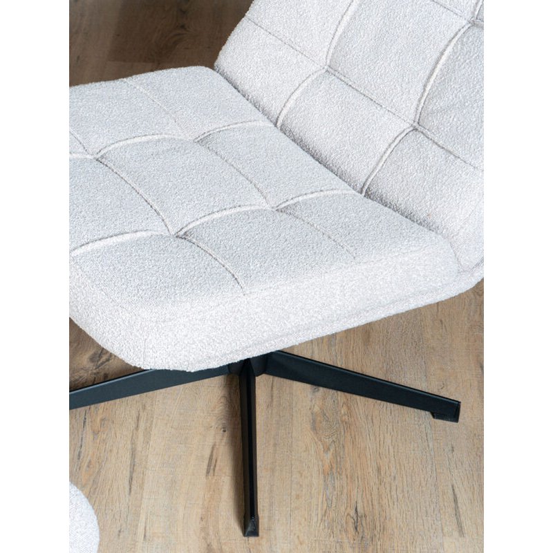 Sessel Aiden + Fußhocker – Bouclé – Natur