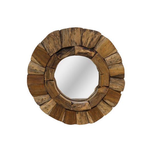 HSM Collection-Runder Spiegel-40X40X4-Natur-Teak