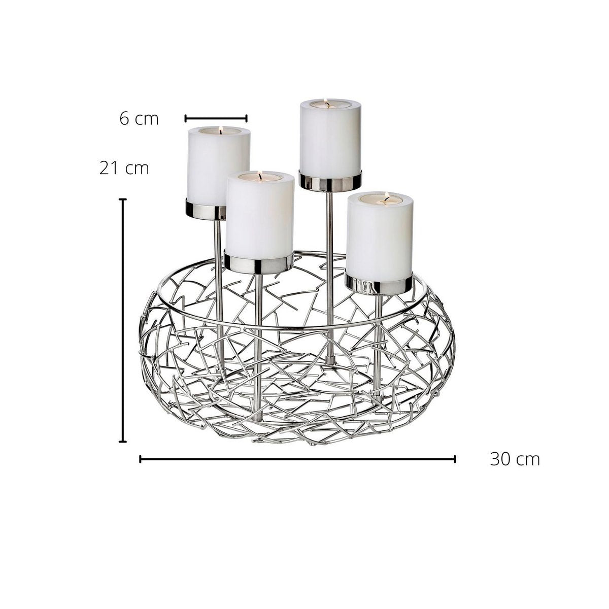 Adventskranz Milano Up (Ø 30 cm), Edelstahl, für Kerzen Ø 6 cm