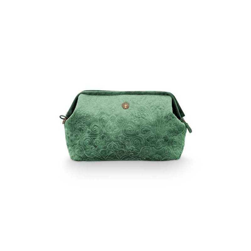 Kosmetiktasche Extra Large Velvet Quilted Green 30x20.7x13.8