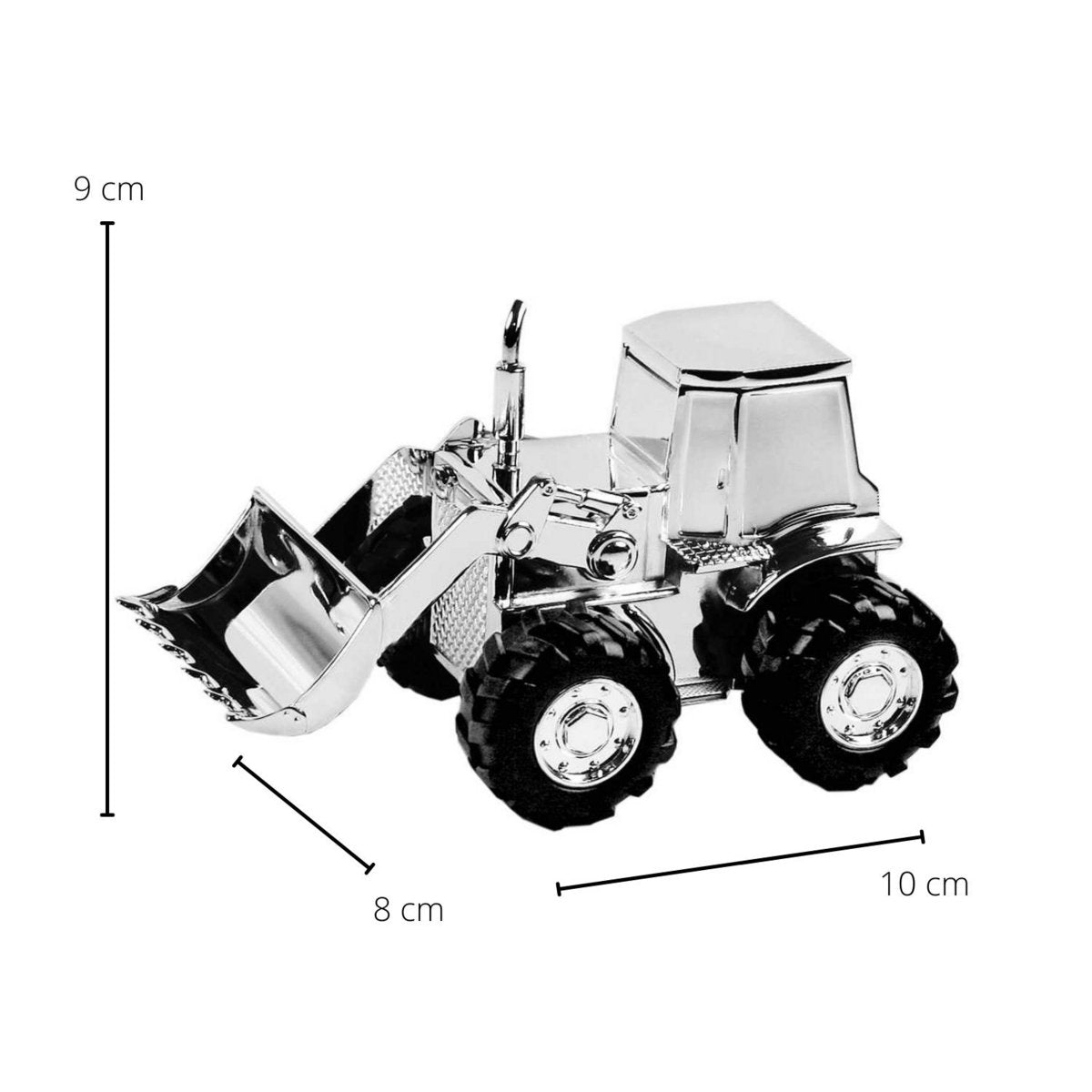 EDZARD Spardose Sparbüchse Traktor Trecker, edel versilbert, anlaufgeschützt, Höhe 9 cm