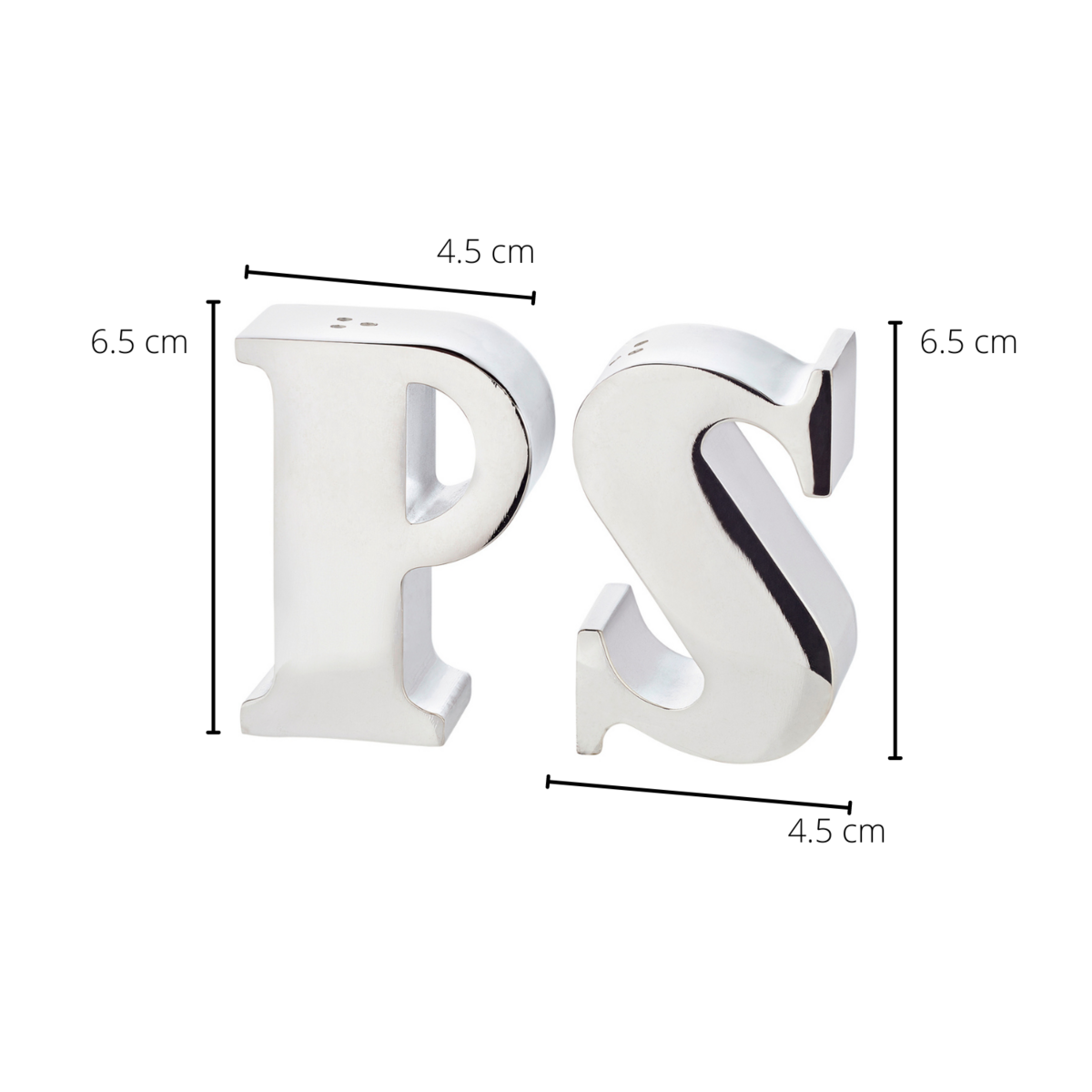 EDZARD Salz- & Pfefferstreuer Favre, Buchstaben P & S, edel versilbert, Höhe 7 cm