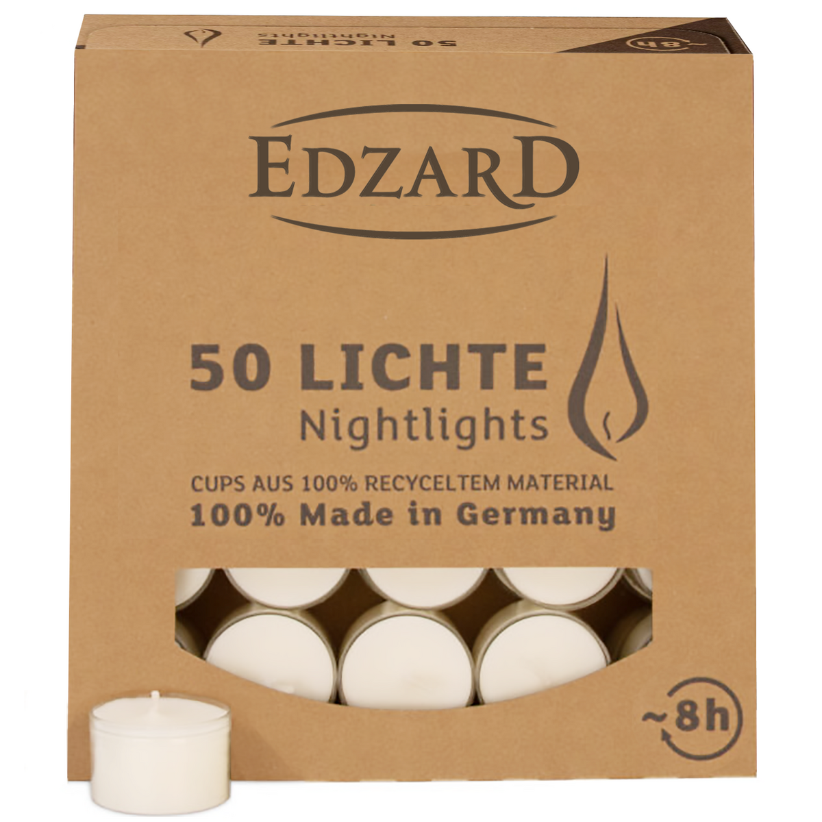 150 Stück Nightlights Teelichter, weiß, transparente Kunststoffhülle, Brenndauer ca. 8h