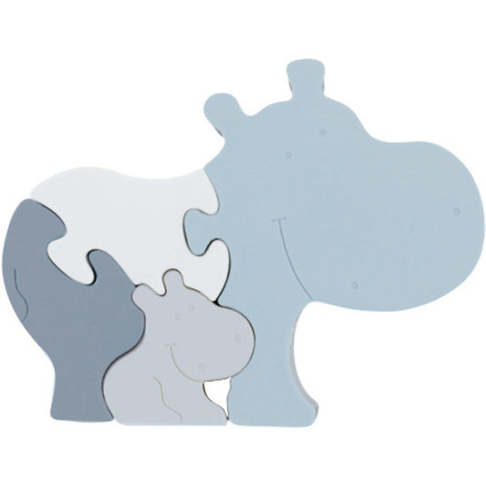 Alfie Silikonpuzzle Nilpferd Blau