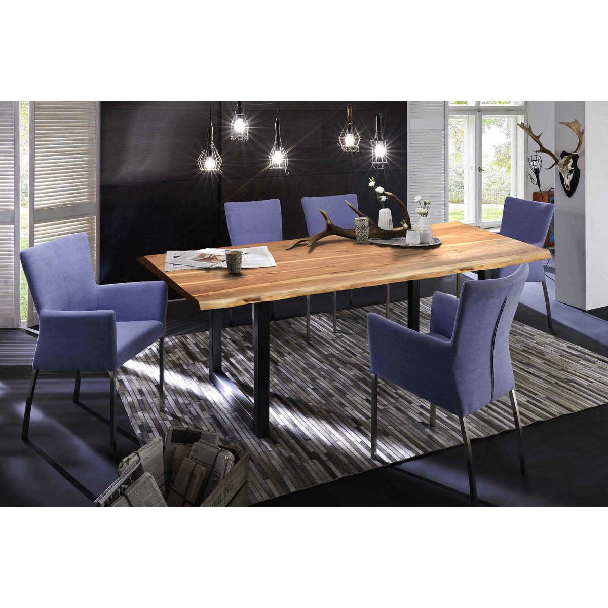 Tisch 180 x 90 cm, Gestell schwarz