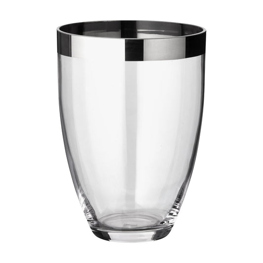 EDZARD Vase Charlotte, mundgeblasenes Kristallglas mit Platinrand, Höhe 20 cm, Durchmesser 15 cm