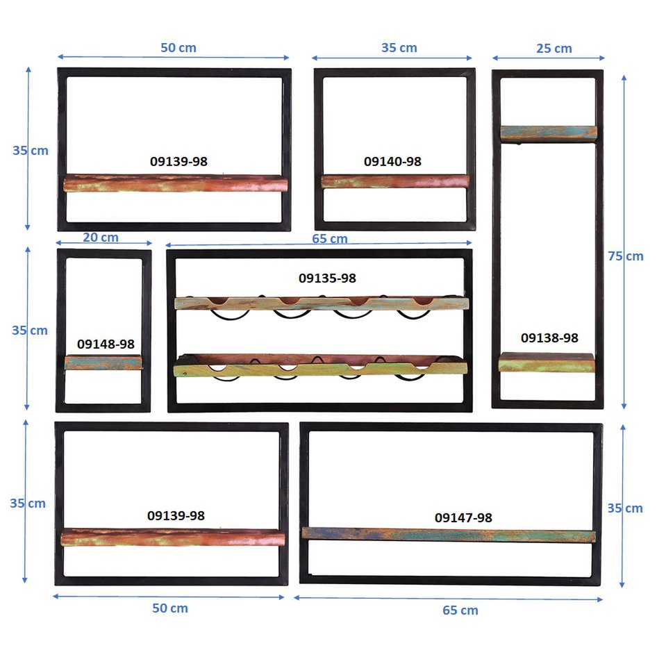 Wandregal-Set, 7-teilig