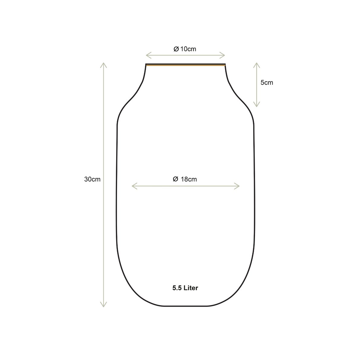 Vase Metall Oval Gelb 30cm