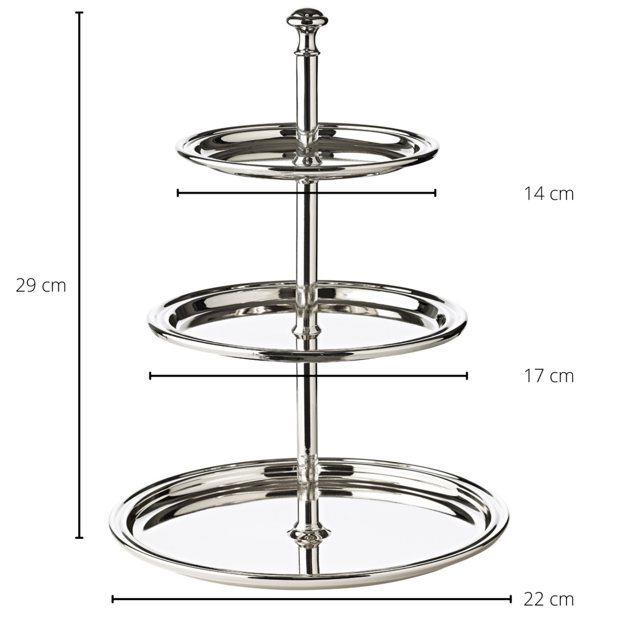 EDZARD Etagere mit 3 Ebenen, Fadenrand, edel versilbert, anlaufgeschützt, Höhe 30 Höhe