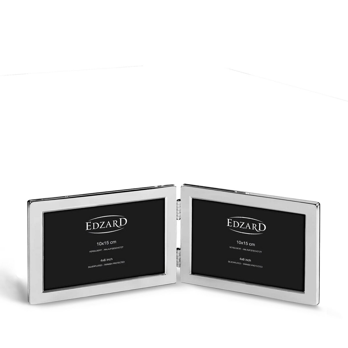 EDZARD Doppel-Fotorahmen Salerno für 2 Fotos 10 x 15 cm quer, edel versilbert, anlaufgeschützt
