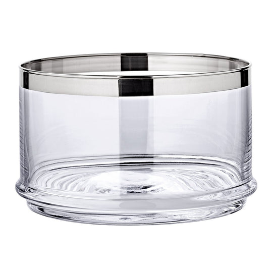 EDZARD Glasdose Vigo, mundgeblasenes Kristallglas mit Platinrand, ø 19 cm, Höhe 12 cm