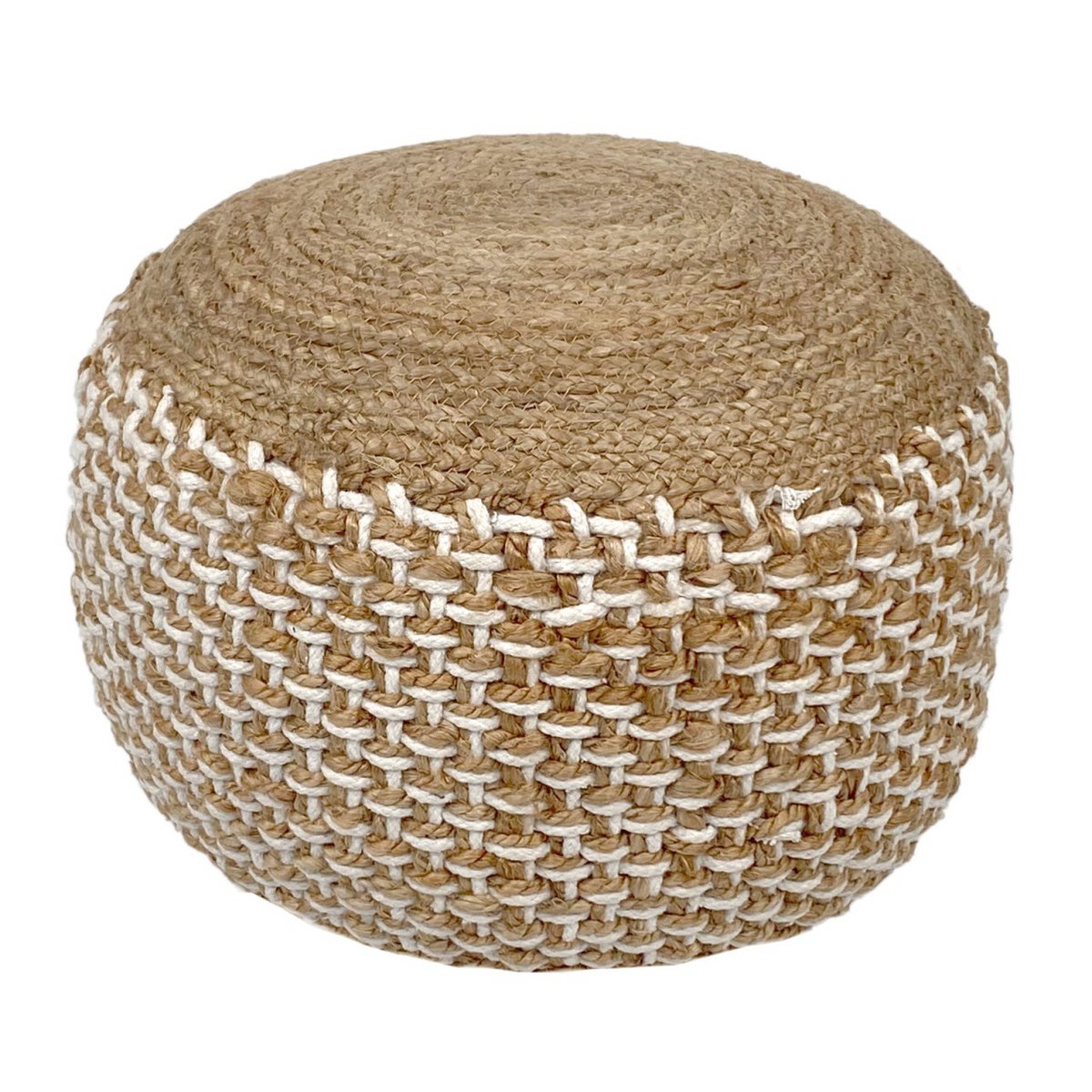 Sitzpouf Jute Sitzhocker rund 50x50 cm Deko Hocker Jute natur Sitzpouf Bodenkissen Fußhocker