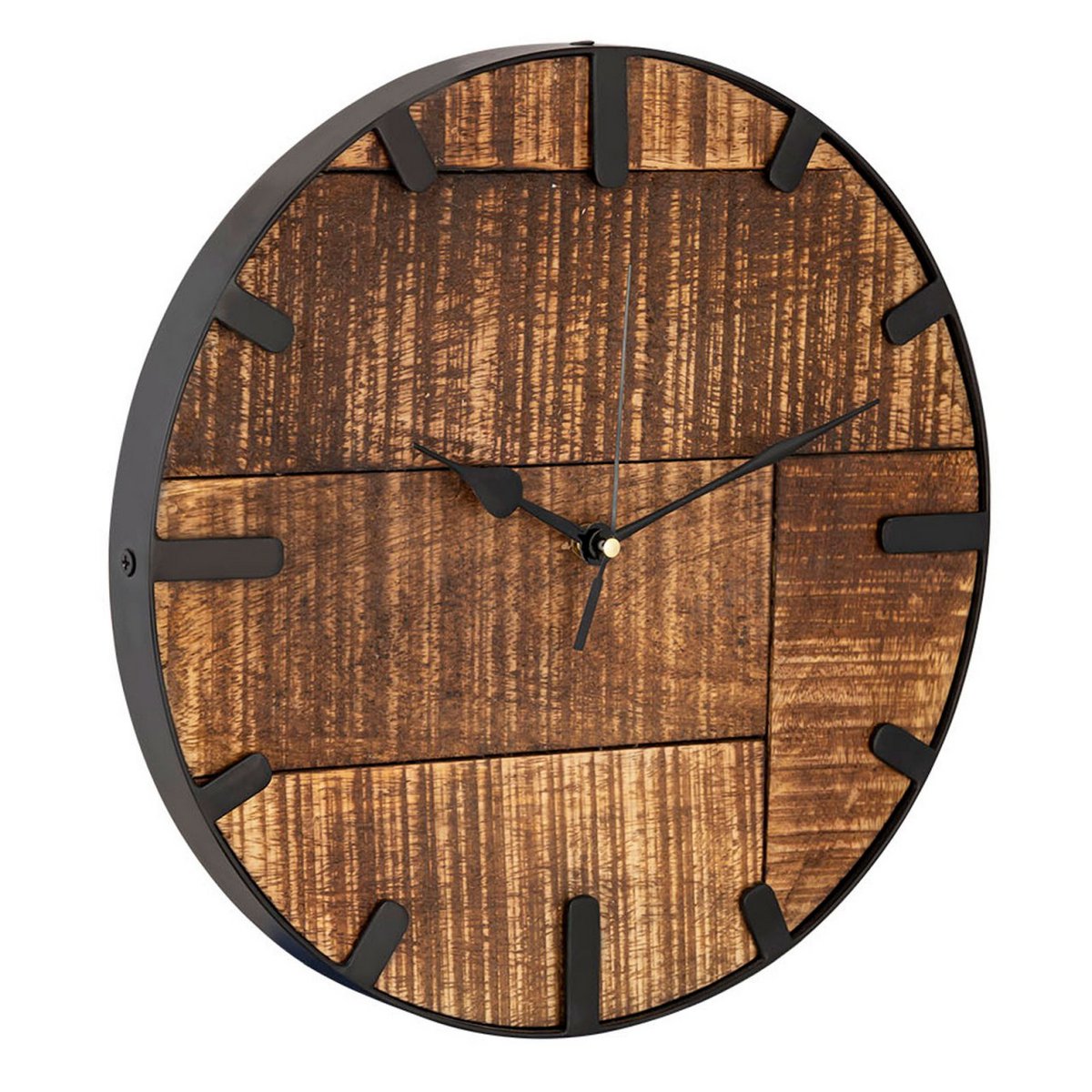 Wanduhr Holz ø 30 cm Wohnzimmeruhr modern rund aus Holz Vintage lautlos aus Mangoholz massiv