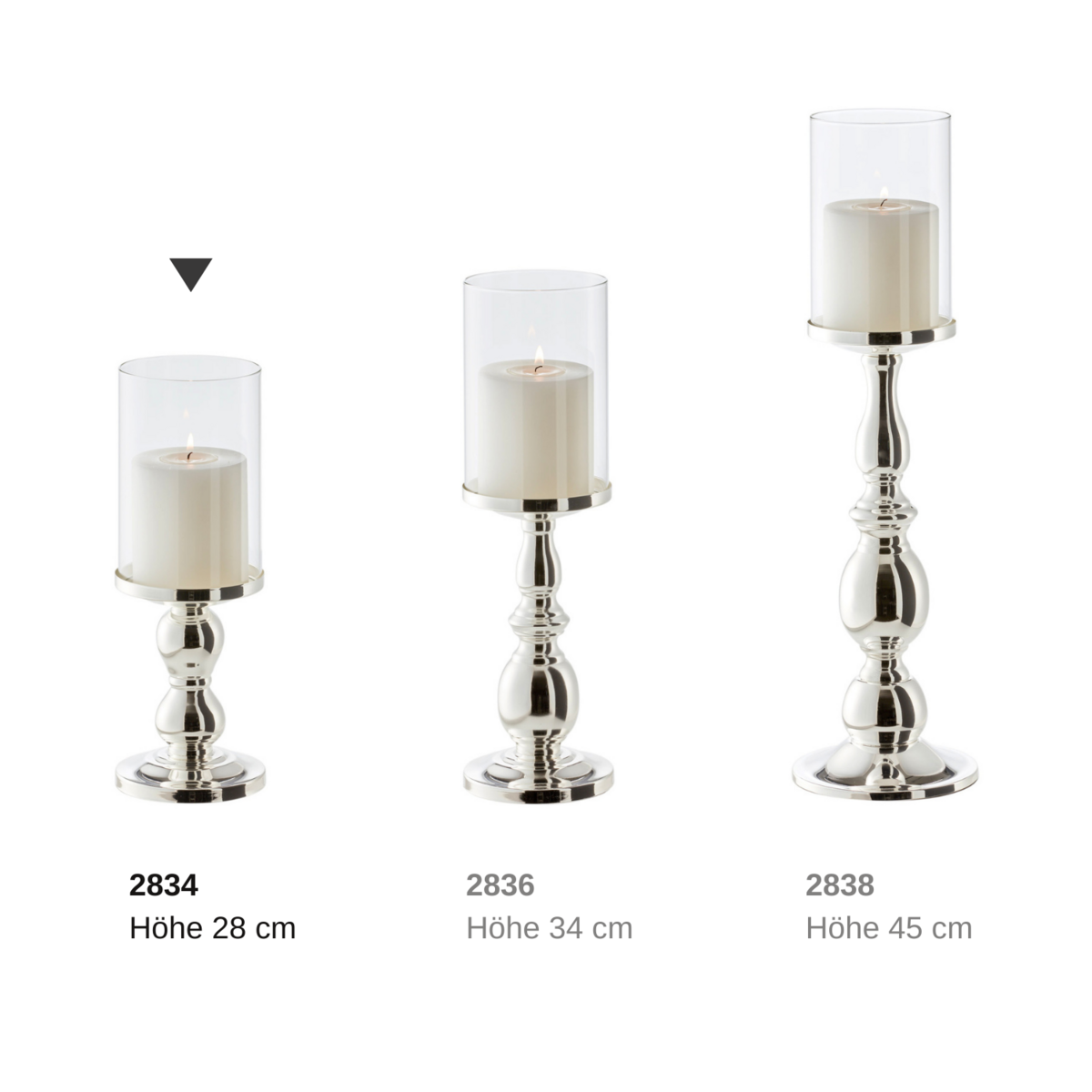 EDZARD Windlicht Mascha, edel versilbert, anlaufgeschützt, Höhe 28 cm, für Kerzen bis Durchmesser 10 cm