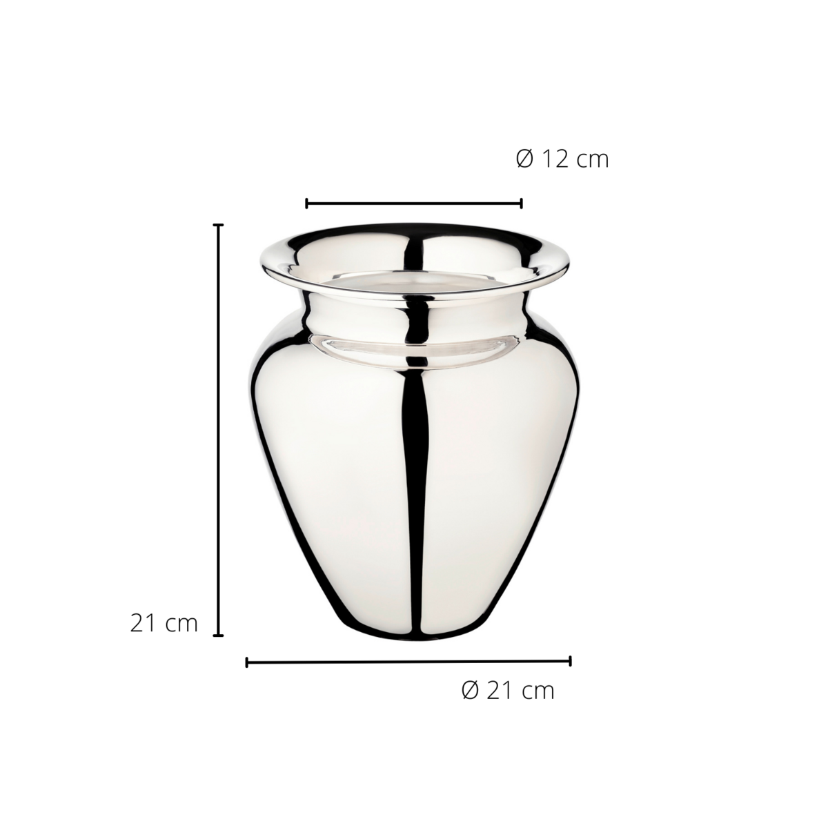 EDZARD Vase Antonia, schwerversilbert, Höhe 21 cm, Durchmesser 18 cm, Öffnung Durchmesser 12 cm