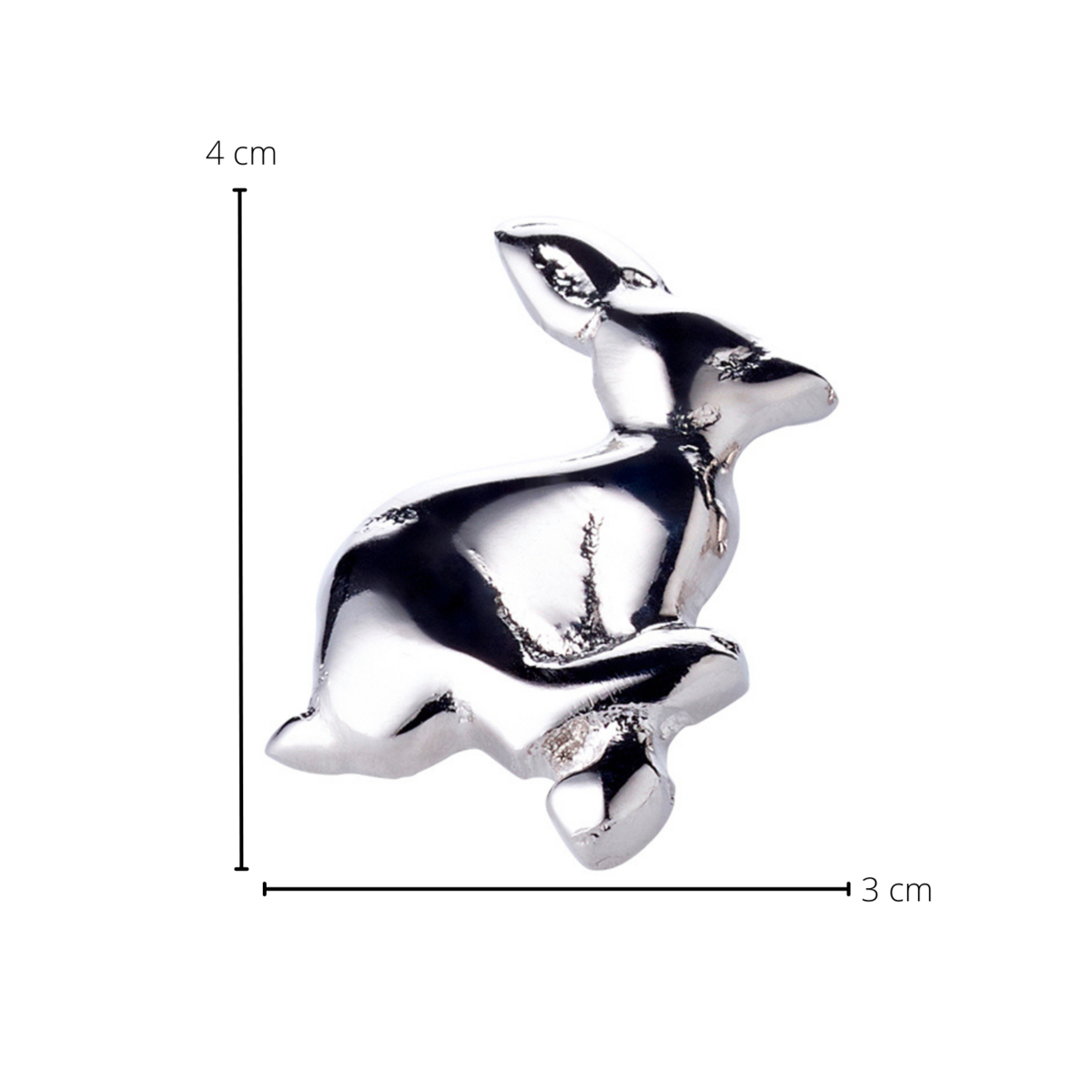 4er-Set Kerzenpin Hase (Höhe 4 cm), Aluminium vernickelt