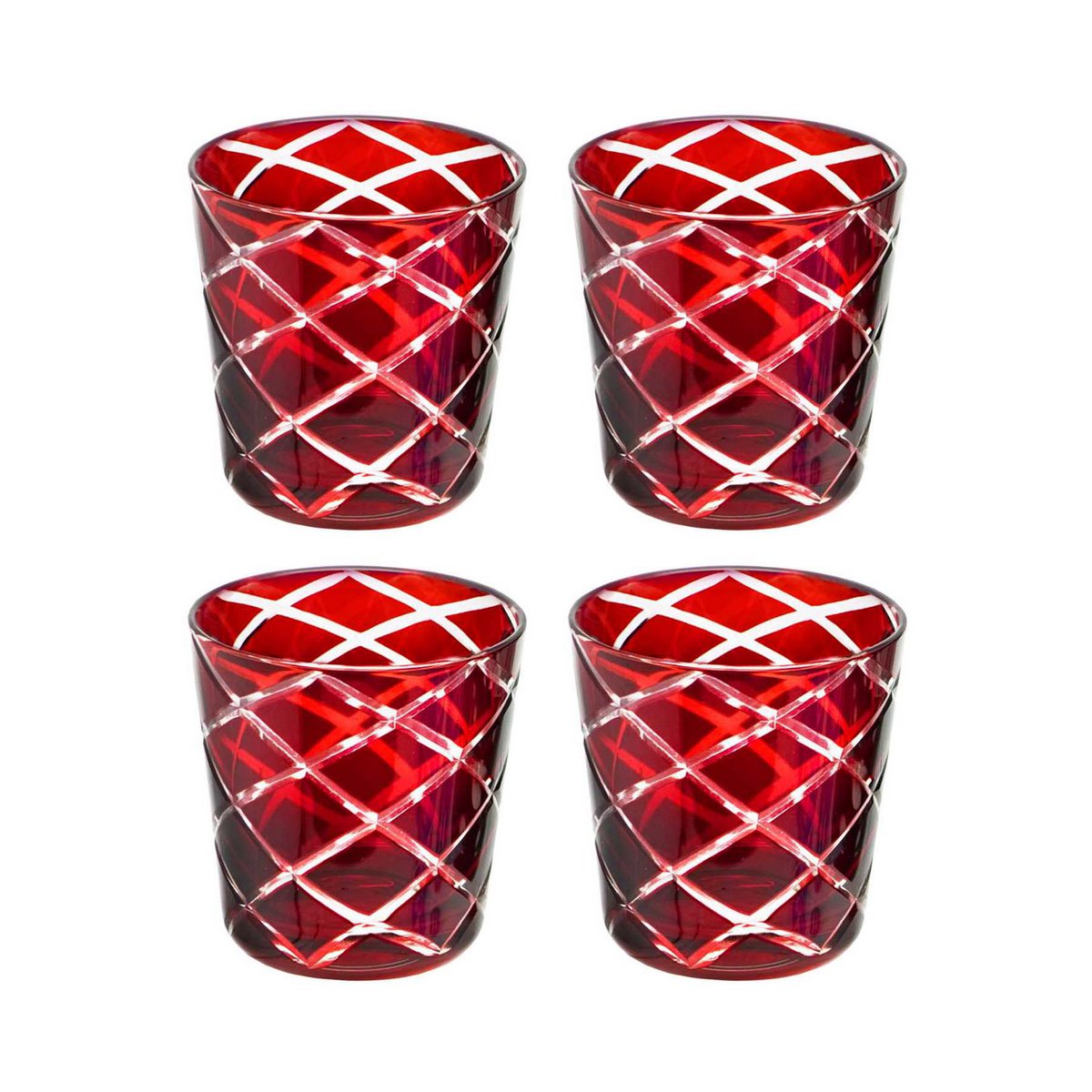 Becher Dio blau Rubin rot 4er Set H 8 cm