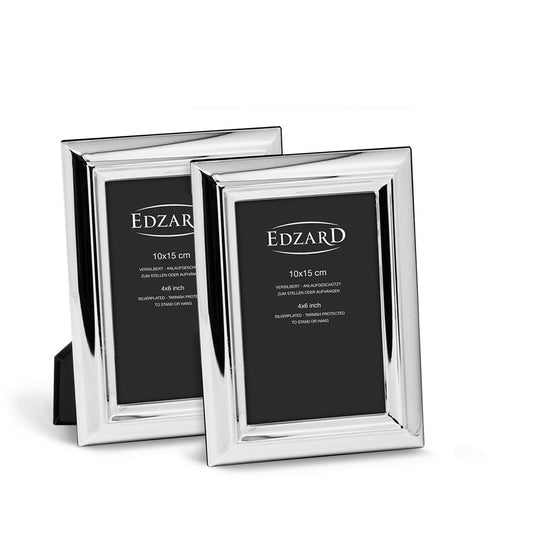 EDZARD 2er Set Fotorahmen Florenz für Foto 10 x 15 cm, edel versilbert, anlaufgeschützt, mit 2 Aufhängern