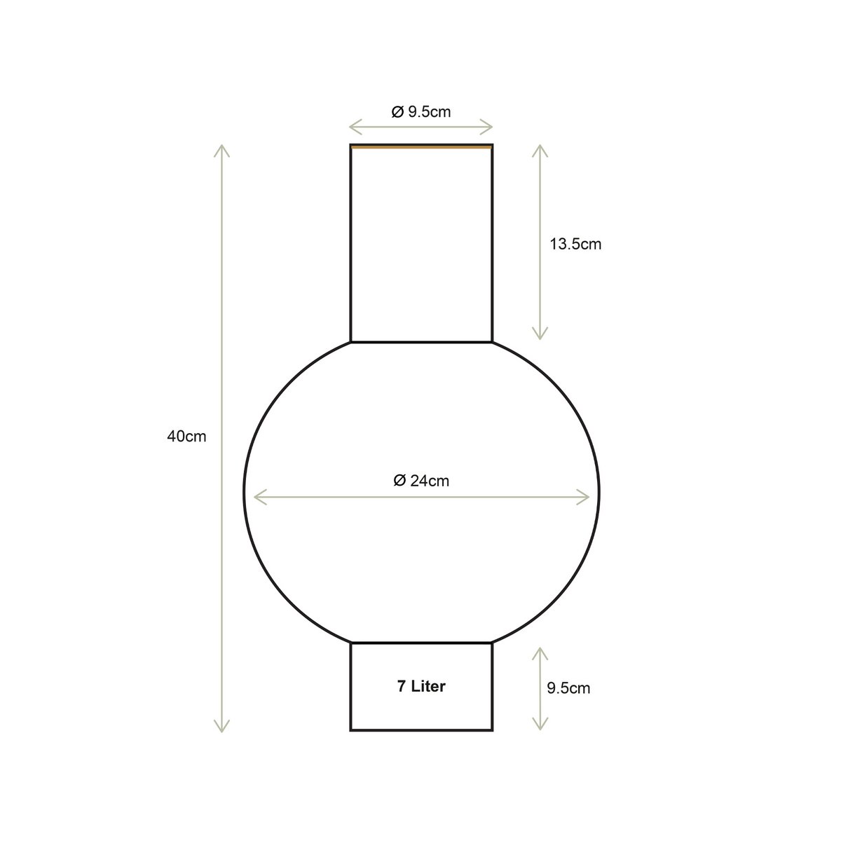 Vase Metall Medium Ocker 24x40cm