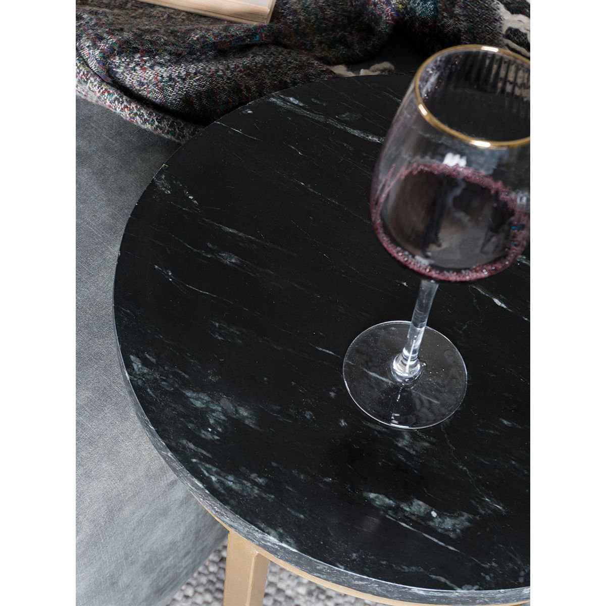 Laptoptisch Mitch Marble Round - Schwarz/Gold