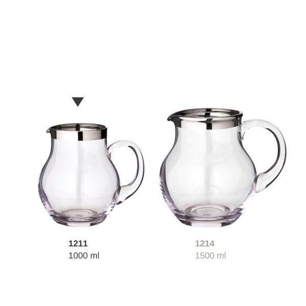EDZARD Krug Olivia, mundgeblasenes Kristallglas mit Platinrand, Höhe 16 cm, Füllmenge 1,0 Liter