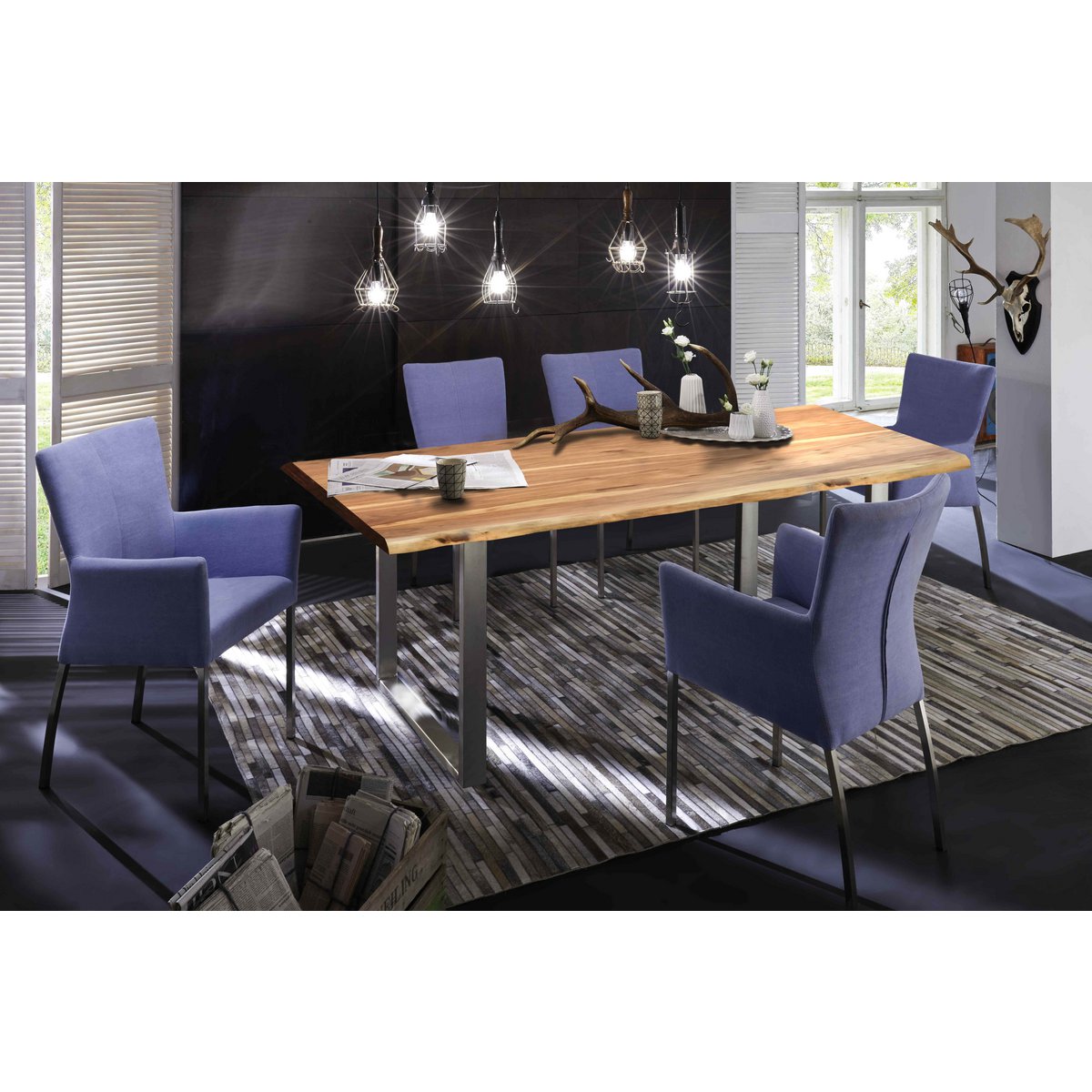 Tisch 240x100 cm, Akazie natur, 56 mm