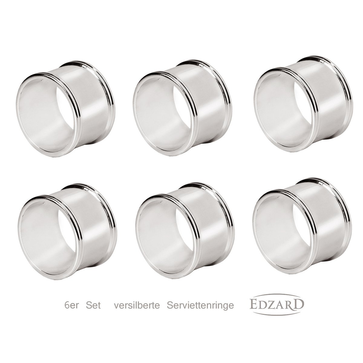 EDZARD 6er Set Serviettenringe Madrid, edel versilbert, Durchmesser 4 cm