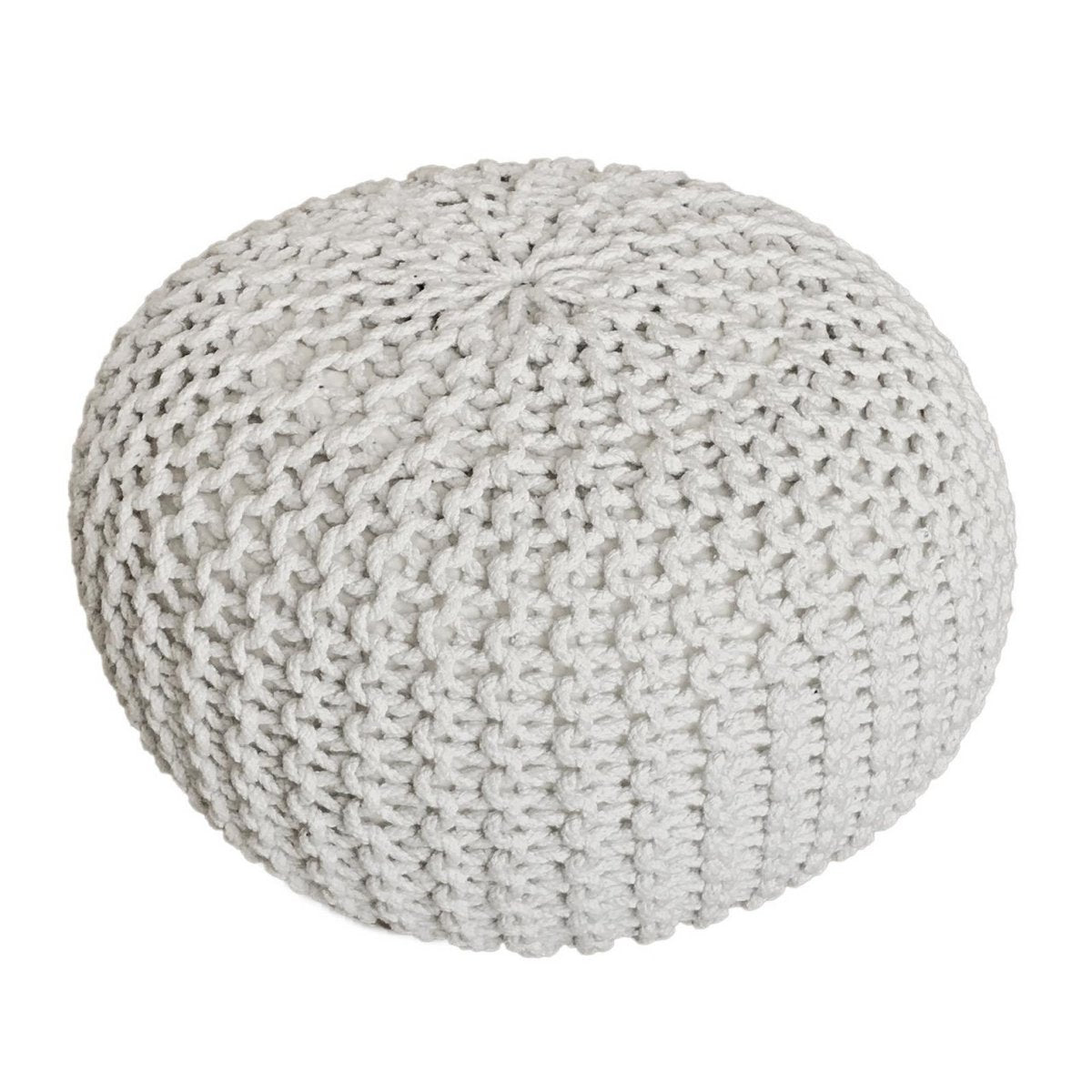 Pouf Ø 55 cm Strickhocker Sitzpouf Sitzpuff Bodenkissen Grobstrick-Optik extrahoch Höhe 37 cm